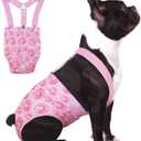 Reusable Female Dog Diapers with Suspender, Washable Dog Period Panties, Highly Absorbent Female Dogs Diapers for Heat Incontinence, Medium (Pink)