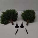 Artificial Cypress Topiary Tree with Ground Spike, Set of 2 Artificial Shrub Bushes, Fake Evergreen Tree for Porch, Artificial Plants for Outdoor Planters Indoor UV Resistant (Cyress)