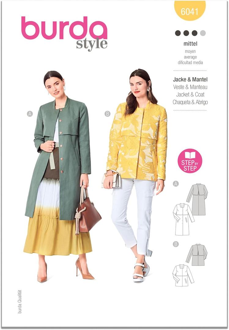 Burda Style X06041BURDA Misses' Coat and Jacket Sewing Pattern Packet, Design Code B6041, Sizes 8-18 (34-44)