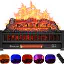 Electric Fireplace Logs Inserts Heater 23-Inch, Remote Controller Fireplace Heater, Adjustable Flame Colors, Realistic Fake firewood Flame, Overheat Protection, Timer, Thermostat, 1500W Black