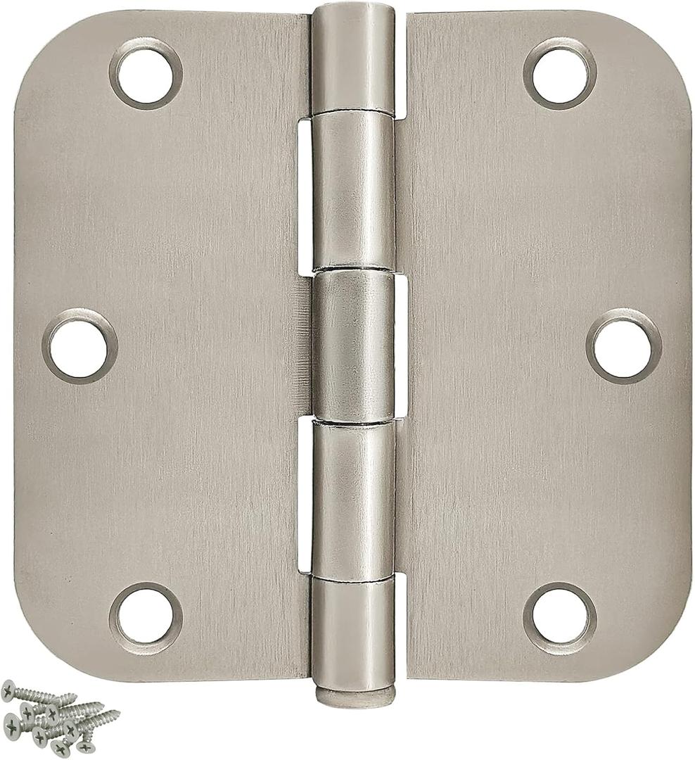 Satin Nickel Door Hinges 3.5 Inch 5/8" Radius - 3pack
