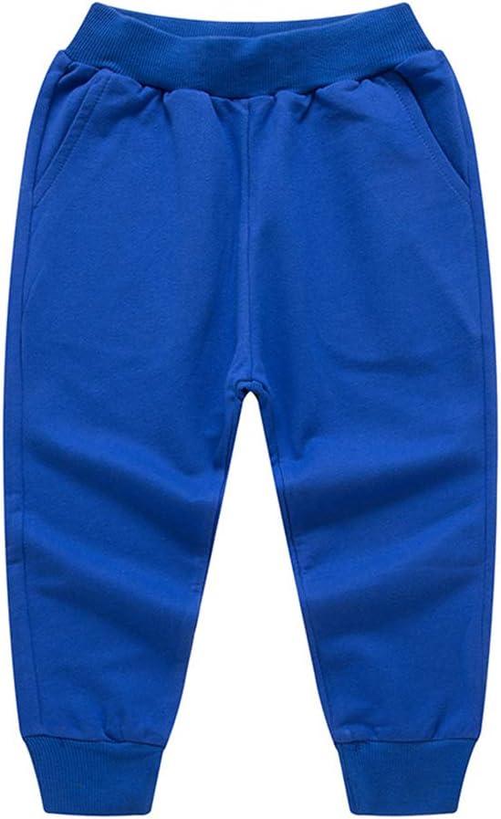 HAXICO Unisex Kids Solid Cotton Elastic Waist Winter Pants Toddler Baby Bottoms Active Sweatpants (2T, Drawstring/ Elastic Waist-royal Blue)