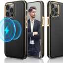 LOHASIC Compatible with iPhone 14 Pro Max Phone Case, Classic Leather with Anti-Scratch Microfiber Lining Inner Cover Shockproof Magnetic Cases for iPhone 14 Pro Max 6.7 inch - Black Gold