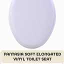 Soft Elongated Vinyl Toilet Seat, White - 19 Inch Soft Vinyl Cover with Comfort Foam Cushioning - Fits All Elongated Size Fixtures - Easy to Install Fantasia by Achim Home Decor