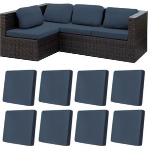 8Pcs Stretch Patio Cushion Covers, Outdoor Couch Covers Replacement, Outdoor Couch & Sofa Slipcovers, for Patio Furniture Cushion Covers, Washable Reusable Furniture Protector (Grey Blue, Cover Only)
