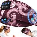 LOVE EYE Sleep Headphones Bluetooth 5.4, Sleep Mask Wireless Music Eye Mask for Side Sleepers, Soft Breathable Music Headband with HD Speaker for Workout Jogging Yoga Insomnia Travel Gift (Plum Red)