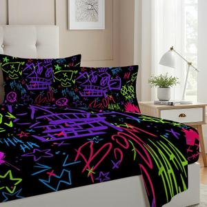 Allenjoy Legendary Game Monkey Bomb Sheets Set with Fitted Sheet, Flat Sheet and 2 Pillowcases for Teens Men Women Fans Sister Bedding Bedroom Decor, Full Size