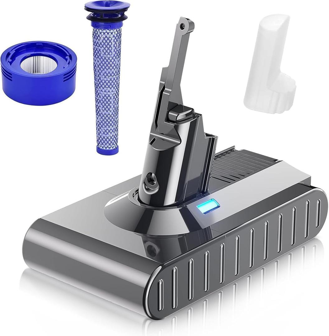 Bonacell 6000mAh 21.6V Replacement for Dyson V8 Li-ion Battery SV10 Compatible with Dyson Animal Battery Replacement Absolute Motorhead Fluffy SV10 Carbon Fiber Vacuum Cleaner