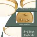 16" Flush Mount Ceiling Light, Farmhouse Style, Frosted Glass Shade,Brass Gold, for Living Room, Bedroom, Dining – CKCL4822-3W-BB