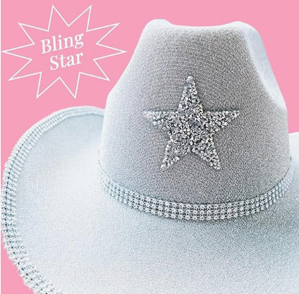 Silver Cowboy Hat Sparkly Sequin Cowgirl Hat Glitter Star Rave Hat for Bachelorette Party Halloween Costume Hats