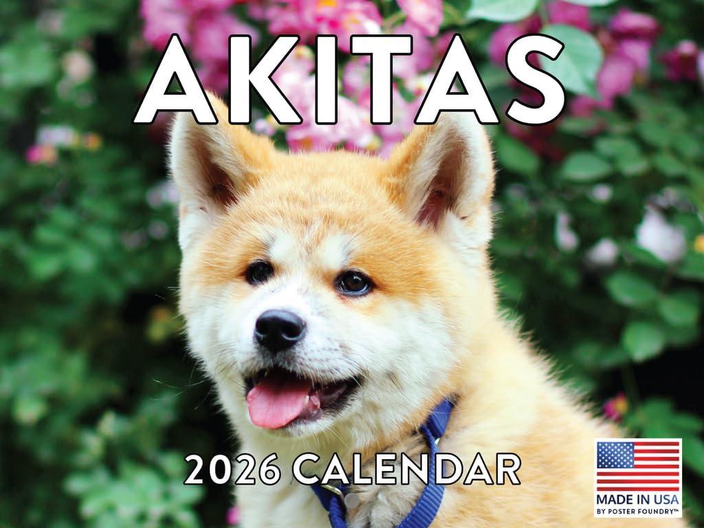 Akita Calendar 2026 Wall Monthly Akitas Gifts For Akita Lovers Women Men Mom Dad | American Made In The USA