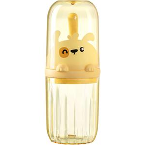 Cute Portable Toothbrush Holder Plastic Toothbrush Travel Case for Kids with Detachable Handle Multifuction Toothbrushes Toothpaste Storage Box Set for Camping Travel or Daily Use (Yellow)