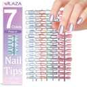 Laza 210pcs Glass bead Matte Cat Eye Press on Nails for Women 7 Colors Short Square Reusable Nail Tips in 15 Sizes Long Lasting Fake Nails Stick on Artificial Acrylic False Nail Tips  Matte Macaroon