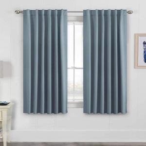 H.VERSAILTEX Blackout Curtains Thermal Insulated Window Treatment Panels Room Darkening Blackout Drapes for Living Room Back Tab/Rod Pocket Bedroom Draperies, 52 x 63 Inch, Stone Blue, 2 Panels (52"W x 63"L (Pack of 2))