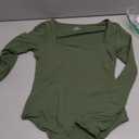 SUUKSESS Women Square Neck Long Sleeve Bodysuit Sexy Thong Bodysuit Shirts (Medium, 02 Army Green)