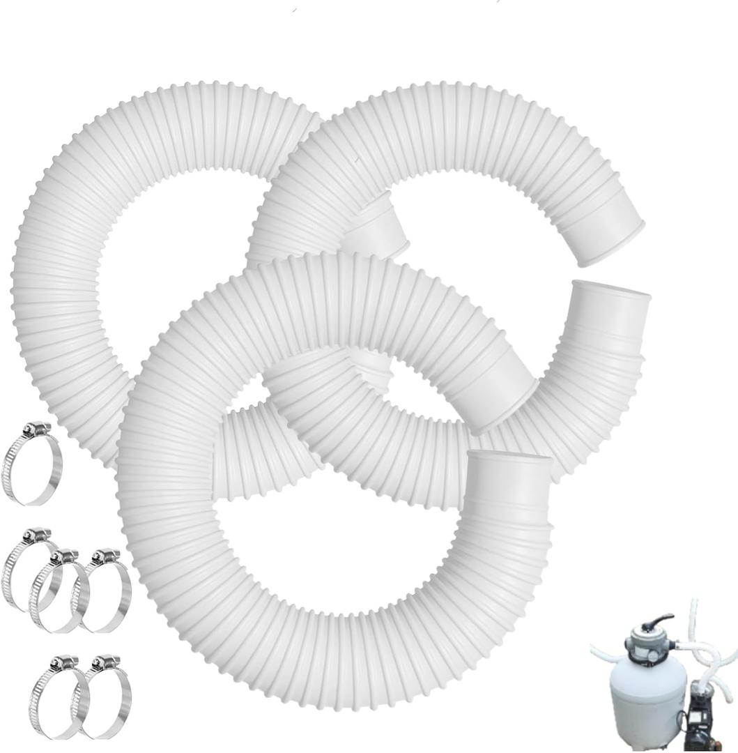 1.25" Pool Pump Replacement Hose 16” Long For Above Ground Pools With Metal Clamps