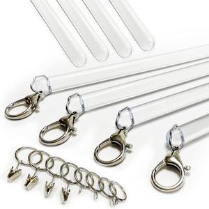 36 inch (4 Pack) All Clear Acrylic Curtain Rod - Invisible Clear Curtain Wand for Opening-Closing