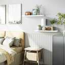 Love-KANKEI Floating Shelves Wall Mounted Set of 2, 24 Inch Wood Storage Wall Shelves for Bedroom Living Room Bathroom Kitchen Office and More White
