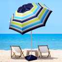 Fisqueen 8FT Large Beach Umbrella with Wind Resistance Sand Anchor Sand Bag, Portable Outdoor Umbrella with UPF50+ UV Protection, Tilt Sun Shelter for Beach, Patio, Yard