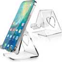 Transparent Acrylic Mobile Phone Stand, Universal Clear Phone Holder Portable Tablets Holders NonGeBAYAJIAZitSlip Desktop Stands Desk Accessories Compatible with All Smart Phone and Pad(B)
