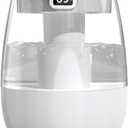 DONGKER Double Spray Humidifier,1L Silent USB Digital Display Humidifier with 2 Mist Modes & Night Light for Car Office Home Room (White)