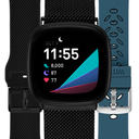 WITHit - Band Kit for Fitbit Versa 3 and Fitbit Sense (3-Pack) - Black Mesh/Bluestone Silicone/Black Woven