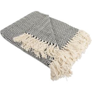 DII Chevron Throw Collection Handloomed Cotton, 50x60, Black