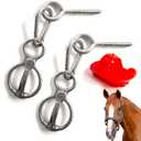 Horse Tie Ring 2 Pack - Heavy-Duty Stall and Trailer Accessories - Secure Tethering Rings for Stable and Barn - Includes Horse Grooming Brush - Essential Horse Supplies and Equipment