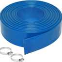 2 inches x 100 FT Heavy-Duty PVC Swimming Pool Backwash Hose, Reinforced Discharge Hose with Clamp for Swimming Pools, Blue