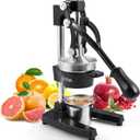 OSTBA Cast Iron Manual Juicer Hand Press, Commercial Grade Citrus Juicer, Stainless Steel Lemon squeezer for Orange, Lemon, Lime, Pomegranate with Stainless Steel Cup (Black)