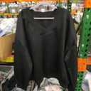 Hilinker Womens V Neck Oversized Sweatshirts Casual Drop Shoulder Long Sleeve Pullover Tops, Size: 3XL