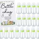 Roowest Bottle Chug Baby Shower Game Favors Including Safari Animals Theme Wooden Sign and 18 Pcs Baby Bottles for Gender Reveal Party Supplies