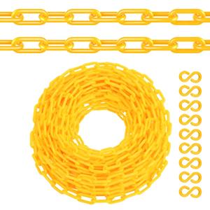 Plastic Chain, 220 FT Yellow Plastic Chain, Durable Plastic Safety Chain Barrier with 40 Hooks for Crowd Control, Private Property, Parking Lots, Driveways, Queue Line and Construction Sites