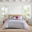 Tommy Hilfiger - Twin/Twin XL Comforter Set, Cotton Textured Bedding with Matching Sham, Medium Weight Bed Set, Oeko-TEX Certified (Danbury Stripe Blue)