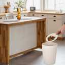 UUJOLY Small Trash Can Wastebasket Garbage Can Container Bins for Bathrooms, Laundry Room, Kitchens, Offices, Kids Rooms, Dorms (Beige) (1 Pack)