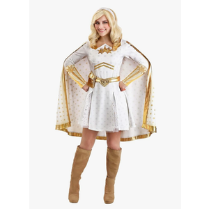 Women's Deluxe Starlight Halloween Costume | Adult The Boys White and Gold Superhero Outfit for Themed Events and Cosplay, D