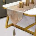 Champagne 120 Inches Long Table Runner Gorgeous Embroidery Vintage Thick Fabric Abstract Striped Table Runners for Home Living Room Bedroom Dinner Room Art Decor Holiday (13" X 120")