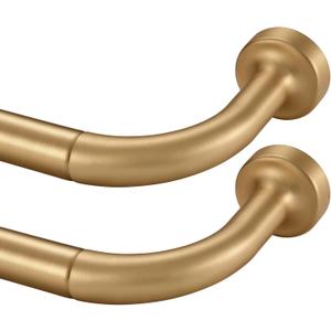 2 Pack Wrap Around Curtain Rod for Windows 28 to 56 Inch, Internal Splicing 1 Inch Diameter Disc, Adjustable Room Darkening Curtain with Aluminum Finials and Brackets, Warm Gold