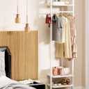 YMYNY Coat Rack Wall Mounted, 70.87H Clothes Garment Rack, Freestanding Tall Closet Organizer,Industrial Clothes Stand for Entryway Hallway Bedroom White UHGR003W