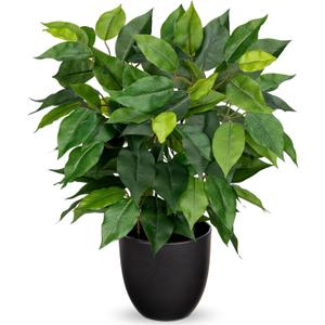 Fake Plant 15.7" Artificial Plants Indoor Small Ficus Potted Plants Silk Plants Faux Topiary Plant for Home Bathroom Bedroom Dining Room Kitchen Window Shelf Desk Centerpieces Tabletop Decor (Green)
