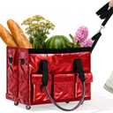 tobyto Reusable Grocery Bag on Wheels, 105L Foldable Rolling Tote, Shopping Trolley 66LBS Capacity - Water-Resistant for Laundry, Picnic, Storage & Travel (Red)