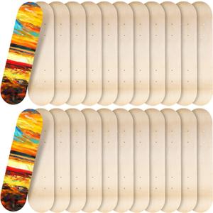 Meooeck Blank Skateboard Decks Bulk 24 x 6 Inch Professional Maple Deck 7 Ply Double Tail Wooden Skate Deck Natural Plain Skateboard for Kids Art Painting Replacement Home Decoration