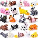 JOICEE 22 Pcs Mini 3D Printed Farm Animals Set, 3D Print Animal Figurines Articulated Flexible Fidget Toys Cute Desk Pets Decor for Kids Party Favors Birthday Gifts Office Home Decorations