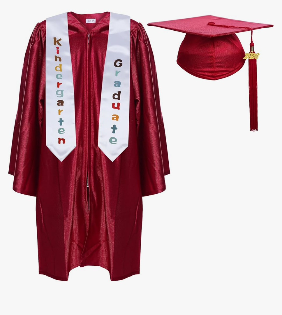 Newrara Kindergarten Graduation Cap and Gown Stole Package for Kids Size:33", Maroon