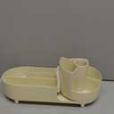 Makeup Organizer Countertop Rotating Makeup Organizer for Vanity Large Capacity Cosmetic Display Case with Makeup Brush Holder Cosmetic Organizer CountertopCream (1 Tier)