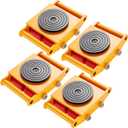 VEVOR 4pcs 8T Machinery Skate Dolly, 17637lbs Machinery Moving Skate, Machinery Mover Skate with 360 Rotation Cap and 4 PU Rollers for Moving Equipment, Yellow