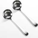 ZDFQly Small Ladle, Gravy Ladle, 7.6″ Sauce Ladle, SUS 304 Stainless Steel Small Gravy Soup Serving Ladle for Sauces or Serving Soup Spoon Set of 2 (Silver)