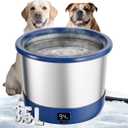 3.5L Heated Water Bowl, Stainless Steel Heated Dog Bowl with Digital Display and Adjustable Temperature, Heated Outdoor Pet Water Bowl Provides Warm Water for Dogs (Blue)