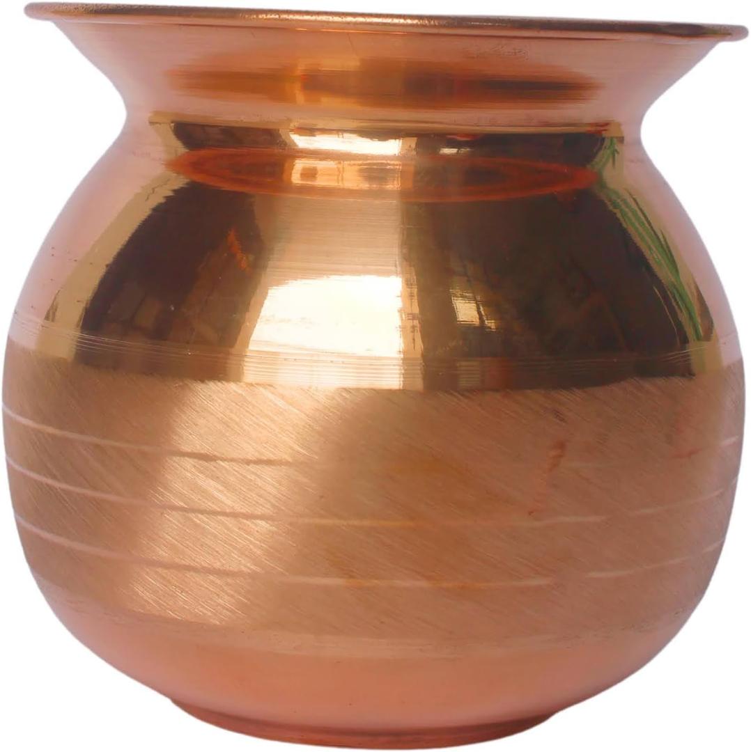 Shilppam Traditional Pure Copper Kalash I Tamba Lota for Puja I Copper Vessel Pot Drinkware for Pooja Ayurvedic Lota for Home and Temple, Wide Mouth I Big Size - 1.2 LTR Approx (40.6 Ounces)