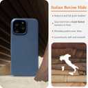 LONLI Edition | Italian Leather - for iPhone 16 Pro Max - Premium Italian Full Grain Leather Phone Case - Develop Unique Patina - Azure Blue